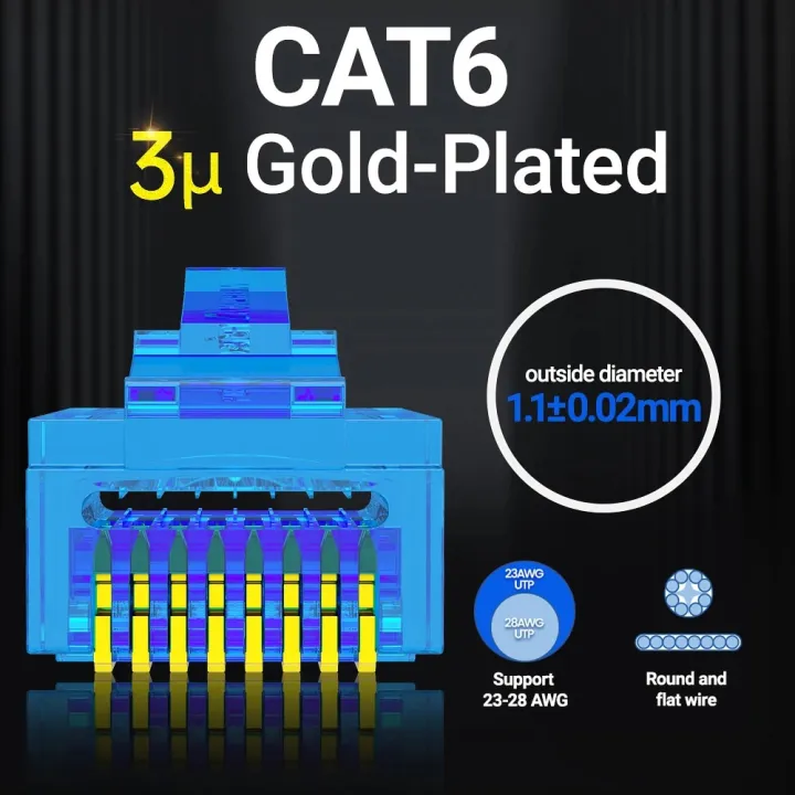 AMPCOM%20RJ45%20Plug%20Cat6%20Pass%20Through%20Connectors%20EZ%20to%20Crimp%20Modular%20Network%20Connector%20for%20Computer%20Hardware%20Stranded%20UTP%20Cable%20-%20Image%207