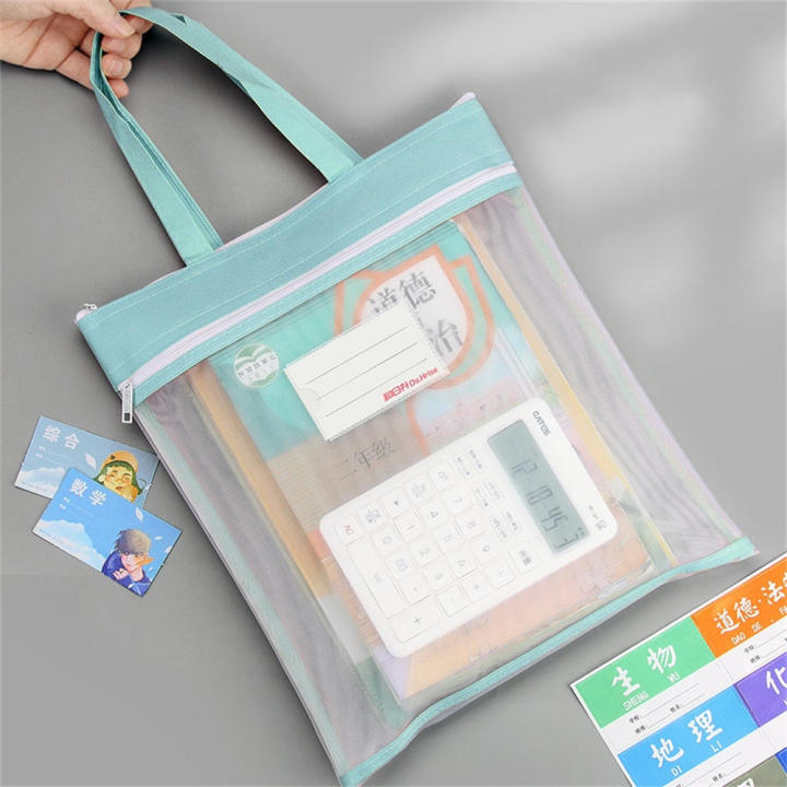 A4%20size%20Document%20bag%20Reusable%20Mesh%20material%20Zipper%20closure%20File%20folders%20Transparent%20Storage%20bag%20for%20Student%20use%20Office%20storage%20-%20Image%205
