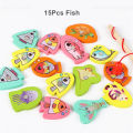 Moulty Wooden Magnetic Fishing Game Toys for Toddlers, Montessori Toys with 2 Magnet Poles 15 PCS Magnetic Fishing Toys for Boys and Girls.