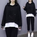Junior High School Student Loose plus Size Women's Clothing Sportswear2022Spring and Autumn FatmmHip-Hop Pullover Girl Set. 
