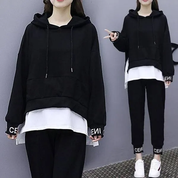 Junior%20High%20School%20Student%20Loose%20plus%20Size%20Women's%20Clothing%20Sportswear2022Spring%20and%20Autumn%20FatmmHip-Hop%20Pullover%20Girl%20Set%20-%20Image%202
