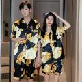 M-5XL Couple Pyjamas Men Women Baju Tidur Short Sleeve Sleepwear Nightwear Cartoon Printing Pajamas set Plus Size. 