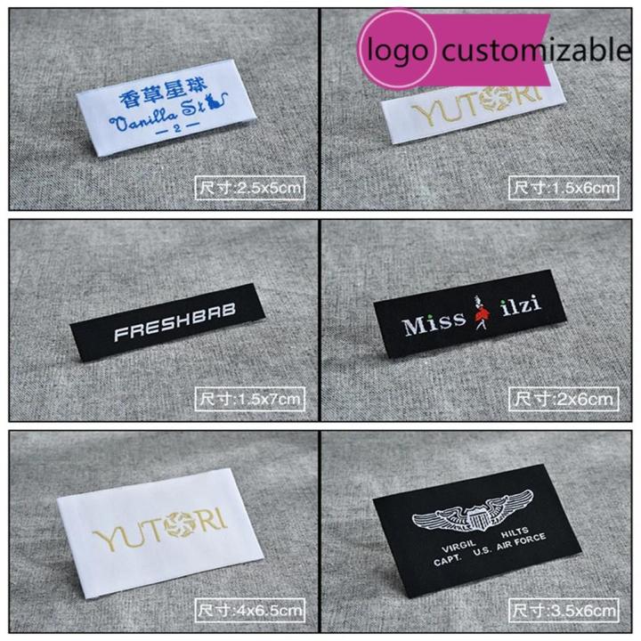 Random woven clothing labels tags for clothes,customized garment bags name main label tag(least 1000 pcs to customized) logo p