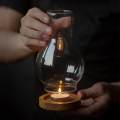 Candle Holder Lantern Lampshade Glass Lamp Shade with Wood Base for Garden.