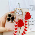 Hontinga for Infinix Note 11 Pro / Note 11S Back Cover With Red Love Heart Bracelet Case Luxury 6D Plating Soft Silicone Phone Cases.
