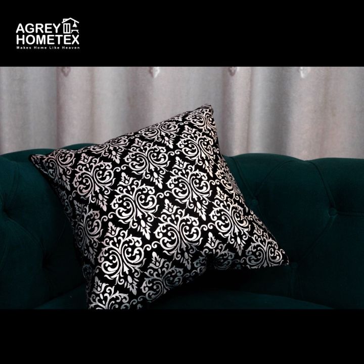 Silver Sparkle Cushion Cover, Silver & Black, (14"x14") Only Cover