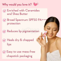 WishCare Tinted Ceramide Lip Balm with SPF50 PA+++ - Kojic Acid & Niacinamide - For Lip Lightening & Protection 5gm. 