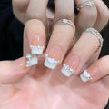 Xiaohongshu hand-worn nail nail pieces wholesale long diamond butterfly nail stickers finished nail patches jelly glue.