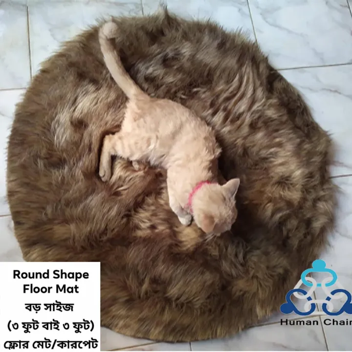 Fur Rug Round Shaped 3 Feet X 3 Feet (BIG SIZE) Rug Artificial Wool Sheepskin Hairy Carpet Faux Floor Mat.