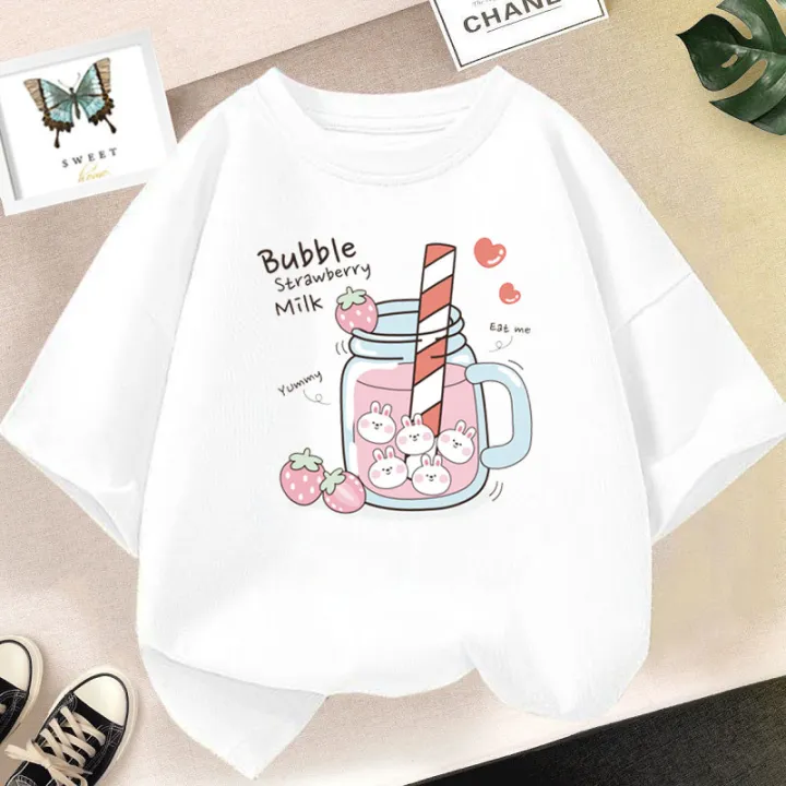Strawberry%20Juice%20Graphic%20Print%20T-shirt%20Girls%20Aesthetic%20Pink%20Tops%20Tee%202023%20Summer%20New%20Fashion%20Kids%20T%20Shirt%20-%20Image%206