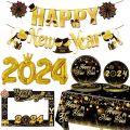 2024 New Year Eve Party Decorations Number Foil Balloon Happy New Year Paper Banner Photo Props Frame Christmas Favors Supplies.