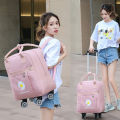 New Style Can Back Trolley Travel Bag Female Hand-Held Luggage Bag Cute Large Capacity Student Draw-Bag Waterproof Boarding Bag. 
