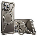 Metal Magnetic Case for iPhone 15 Pro Max 14 13 Z Shape Frameless Design 360° Rotation Kickstand. 