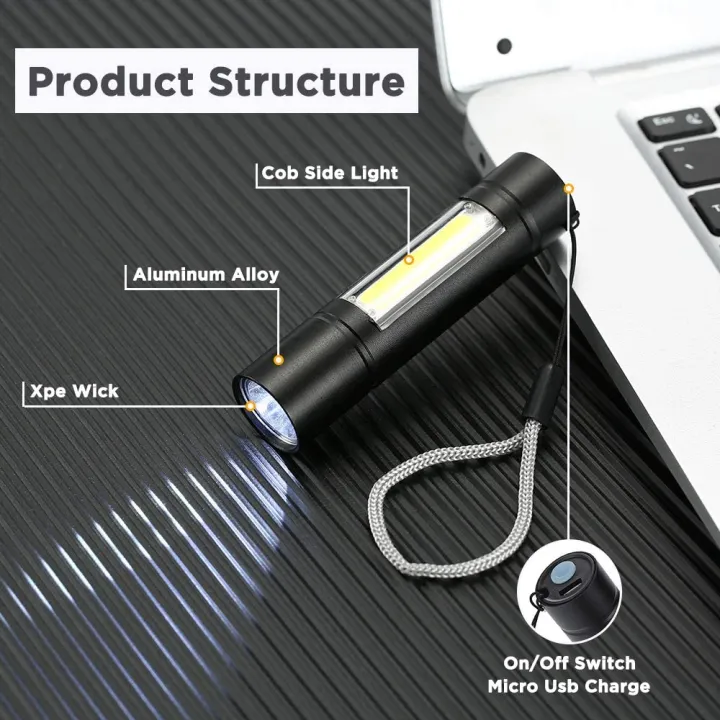 USB%20Rechargeable%203%20Mode%20Power%20Mini%20LED%20Torchlight%20Torch%20-%20Image%202