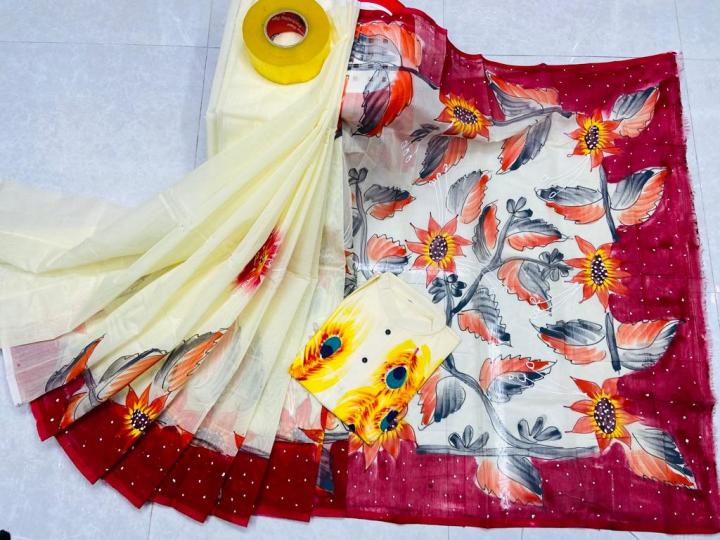 half%20silk%20sharee%20hand%20print%20couple%20set%20-%20Image%202