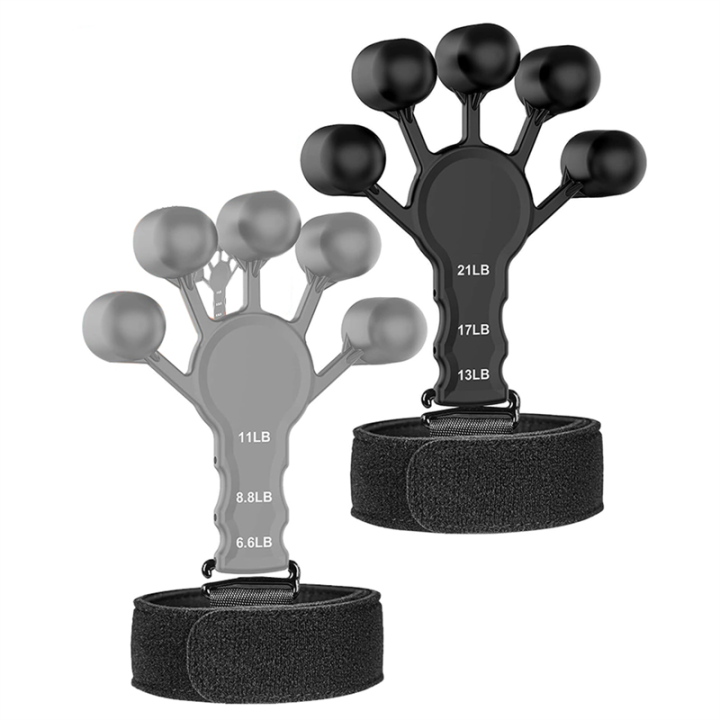 2 Piece Gripster Grip Strength Trainer Finger Strengthener 6 Resistant Level Adjustable Finger Flexion Extension Training