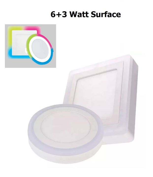 LED 6W+3W (Pink, Green, Blue Edge) LED Surface Mounted Panel Light ...