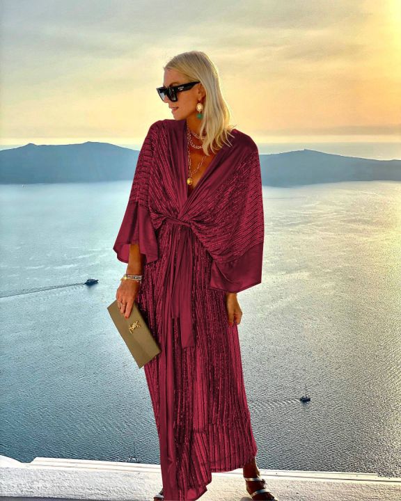 2023%20Cover%20Up%20Women%20Bohemian%20Maxi%20Long%20Kimono%20Tunic%20Cape%20Beach%20Dress%20Fashion%20Vintage%20Sequin%20Sleeve%20Cardigan%20Holiday%20Party%20Gold%20-%20Image%204