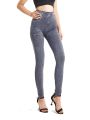 CUHAKCI Women Grey Jeans Workout Yoga Leggings Seamless Soft Jeggings Women's Imitation High Elastic Denim Pencil Pants.