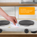 Electric Double Hot Plate, Iron Plastic 5 Power Levels Electric Double Burner White for Kitchen. 