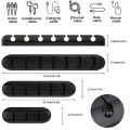 5 hole Cable Organizer Silicone USB Cable Winder Desktop Tidy Management Clips Cable Holder for Mouse Headphone Wire Organizer.