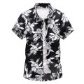 Men floral printed Slim Short sleeve shirts Summer Hawaiian vacation Party casual red blue black Shirt camisa masculina 6XL 7XL.