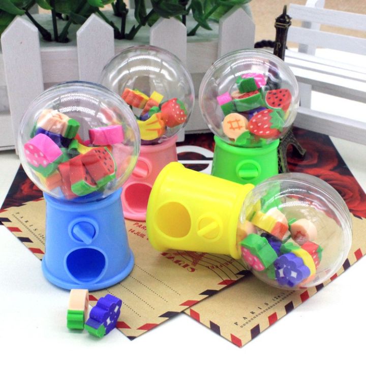 Set of 12 creative cartoon fruit erasers