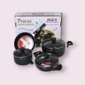 H&S 7 in 1 Pcs Non-Stick Cookware Gift Set Black color - Induction Bottom. 