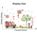Cartoon A GrouCartoon Animal Fireman Helicopter Fire Truck Wall Stickers for Kids Room Bedroom Nursery Decoration Wall Decals.