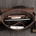 Vintage Brown Crossbody for Men Genuine Leather Men's Casual Shoulder Bag Fashion Design Sling Bag 7.9 inch ipad Phone Bag.