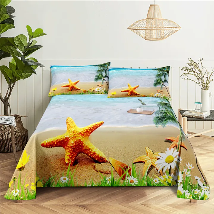 Sandy%20Beach%20Bedding%20Sheet%20Home%20Digital%20Printing%20Polyester%20Bed%20Flat%20Sheet%20With%20Pillowcase%20Print%20Bed%20Sheet%20-%20Image%207