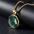 European and American Fashion & Trend opposite-Sex Glass Stone Titanium Steel Necklace. 
