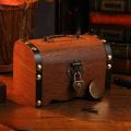 Props Box Retro Wooden Savings  Rectangle Chinese Style Money  with Password Lock Metal Handle Password Lock Money Box Secret Room Escape. 