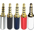 Copper 4 Pole 3.5MM Plug Male Headphone Jack with Clip 3.5MM Stereo Audio Connector for 4mm Cable Adapter 5 pcs  Multicolour. 