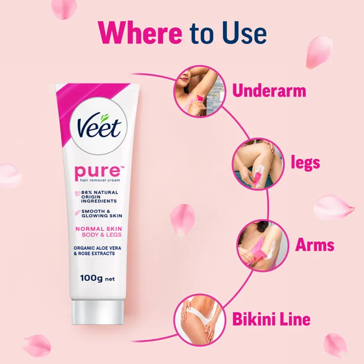 Veet%20Pure%E2%84%A2%20Hair%20Removal%20Cream%20100g%20Normal%20Skin%20for%20Body%20&%20Legs,%20Freshest%20Smell%20with%20With%20Organic%20Aelo%20Vera%20and%20Rose%20Extract,%20Dermatologically%20Tested%20-%20Image%207