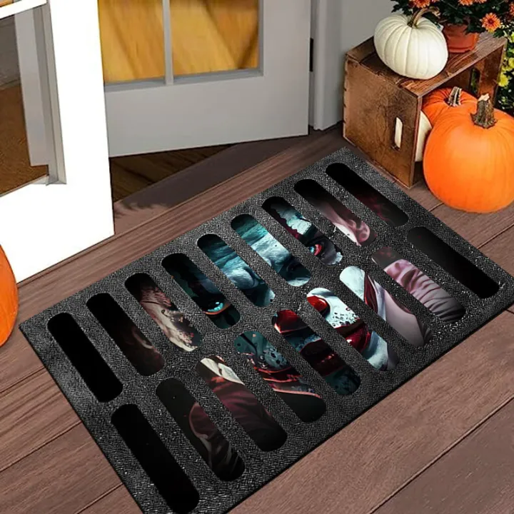 2024 Haunted House Decoration Floor Mat Halloween Manhole Cover Clown Entrance Door Mat Entrance Entrance Floor Mat Thickened Carpet