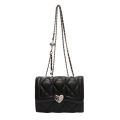 Bag new women's bag solid color fragrance wind rhombic chain armpit small square bag 2023 Korean version heart clasp single shoulder diagonal bag.