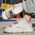 New Letter Men Slides Male Summer Shoes Outside Thick Bottom Flip Flops Comfortable Home Men Slippers Beach Casual Men'S Sandals. 