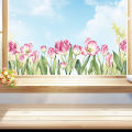 Glass sticker double-sided D flower photo light BR0033 pink tulip self-adhesive window beautification decorative sticker.
