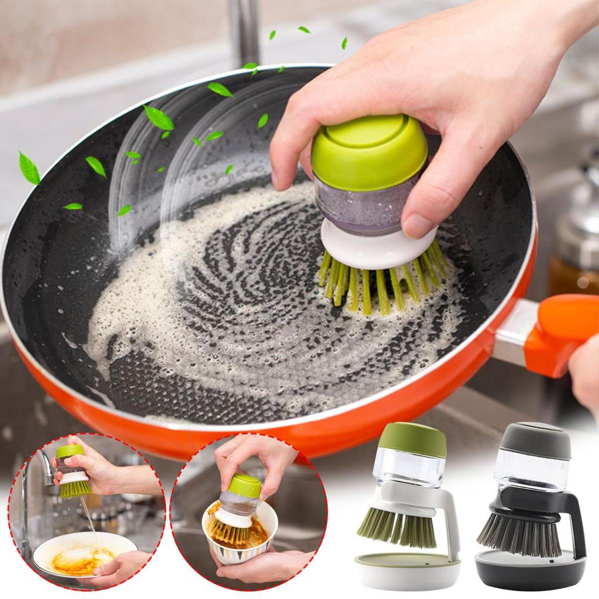 Dishwasher Soap Dispensing Palm Brush With Storage(Dhaka Shopping zone)