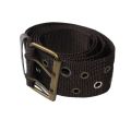 Belt for men- Belt Double Prong Buckle Wide Waistband Decorative New Unisex Brown Belt Canvas Dual Double Grommet Prong Rugged Buckle Army Style.