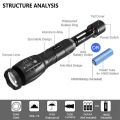 goreeb | High power Rechargeable Led flashlight Military Tactical Long Range torch light linternas Zoomable  Flashlight Torch LED  Portable Torches 5 Modes Mini Camping Lighting with High quality battery. 