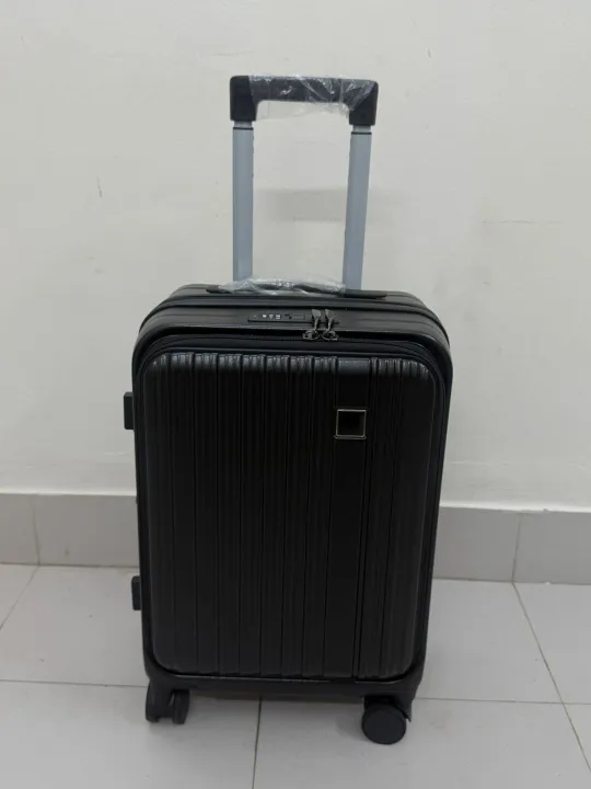 Matte%20Black%20Durable%20Hard-Shell%20Carry-On%20Spinner%20Lightweight%20ABS%20Cabin%20Luggage%20with%20Dual-Tube%20Telescopic%20Handle%20-%20Image%202