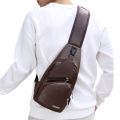 PU Leather Cross Body Bag Pack For New stylish Fashion Backpack Dark Brown & Brown - Bag For Boys.