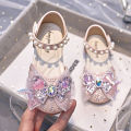 Girls sandals soft sole summer 2024 new children's bow medium and big children's baotou little girl crystal princess shoes.