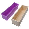 【happy one】Rectangle Silicone Loaf Mold Wooden Box DIY Making For Making Loaf Swirl Soap Moulds（Without woodbox）. 