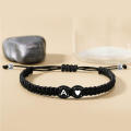 Black And White Peach Heart 26 Letter Woven Bracelet Simple And Versatile Ins Style Love Couple Bracelet Bracelet Bracelet.