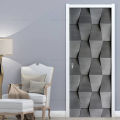 3D Geometric Door Stickers Home Decoration Black and White Abstract Lines Whole Door Mural Cover Self-adhesive Living Room. 