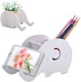 Elephant Wood Pen Holder Desk Organizer Storage Box Phone Stand Desk Table Pencil Holder - Pencil Bag - pencil bag. 