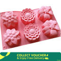 6 Flowers Silicone Muffin Cups Cake Baking Mould Handmade Soap Mold 280 X 170Mm - Cake Decoration Tools. 
